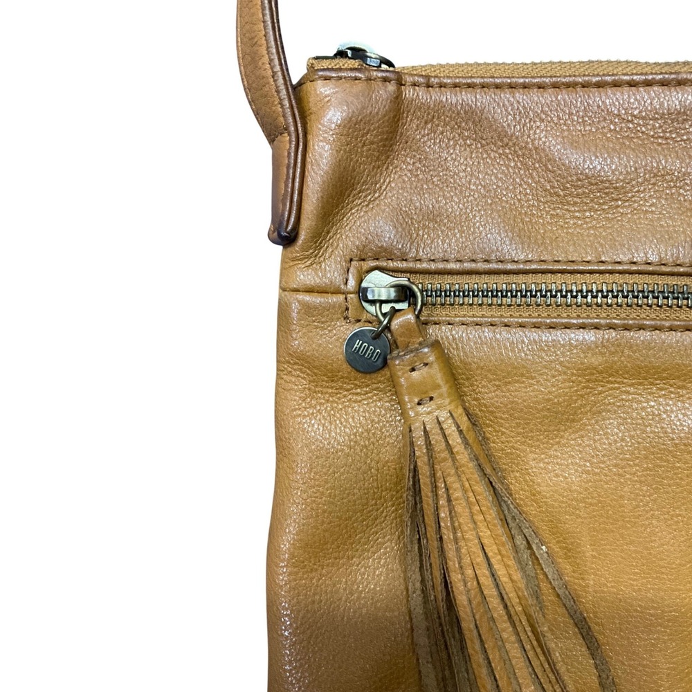 Hobo Mustard Yellow Leather Crossbody Bag with Tassel Detail - Picture 3 of 8